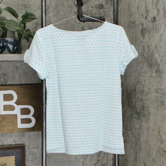 NWT Embroidered Knit Top Petite Medium Light Blue - Picture 3 of 5